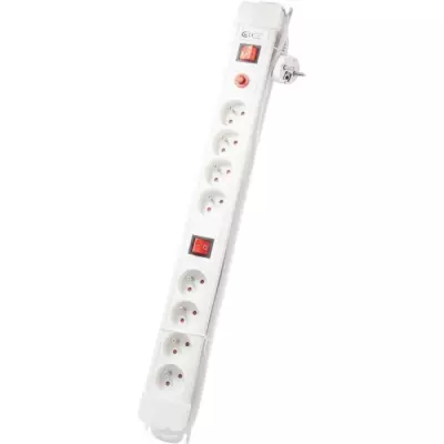 Multiprise CHACON - 2 interrupteurs - Blanc - 8 x 16 A