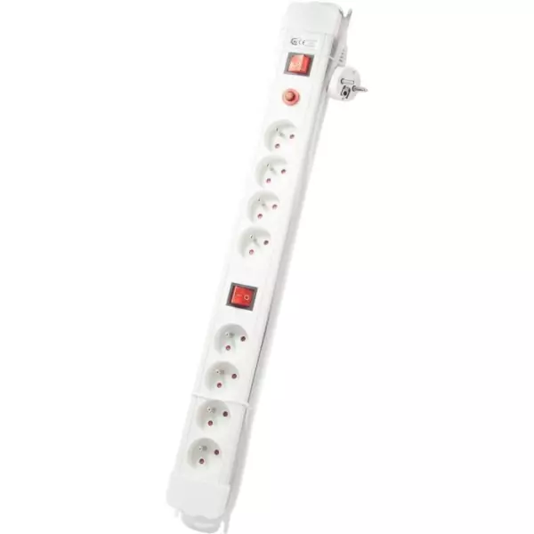 Bloc avec 2 interrupteurs - CHACON - 8 x 16 A - 1,5 m - Blanc (FR)