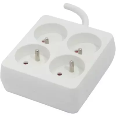 Chacon Bloc 4 x 16 A carré avec cordon 0,9 m - blanc | Prise Multiprise