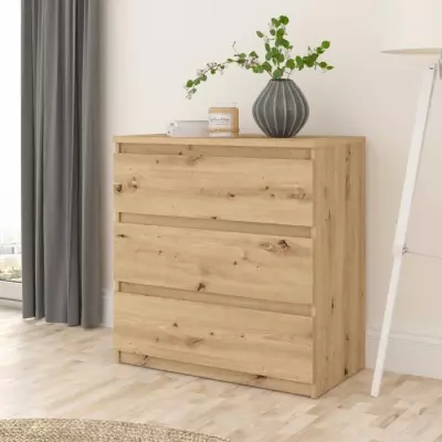 Commode CHELSEA 3 tiroirs - Style chêne artisan - Livraison rapide