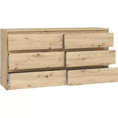 Commode CHELSEA 6 tiroirs - Décor chene artisan - L 154 cm