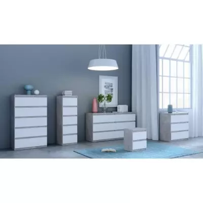 Commode CHELSEA 5 tiroirs - Style moderne - KILOX et blanc