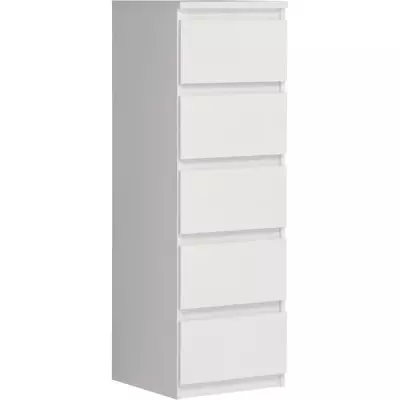 Commode CHELSEA 5 tiroirs - Design blanc mat - Compact
