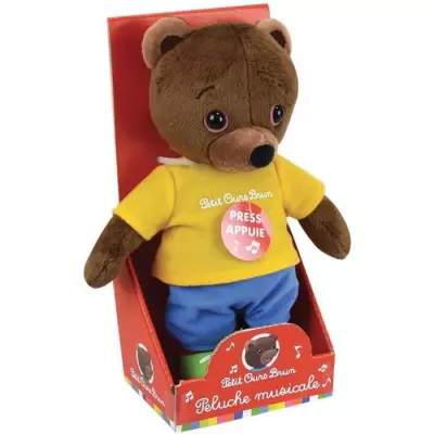 Adorable peluche musicale PETIT OURS BRUN - 22 cm