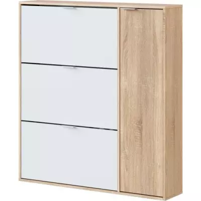 Meuble à chaussure moderne - Chêne canadien et blanc - PEFC™ - 106x115x22cm