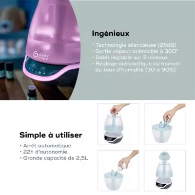 Humidificateur Babymoov HYGRO + - Idéal pour Bébé - Compact