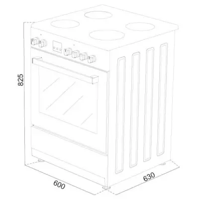 Cuisinière vitrocéramique 4 feux - Silver - Dimensions compactes