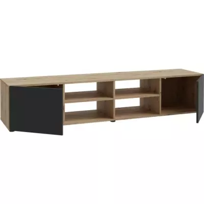 Meuble TV PILVI - Chene et noir - Style contemporain