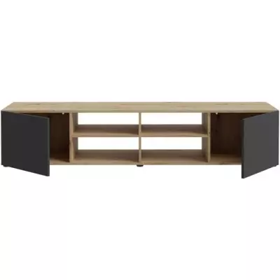 Meuble TV PILVI - Chene et noir - Style contemporain