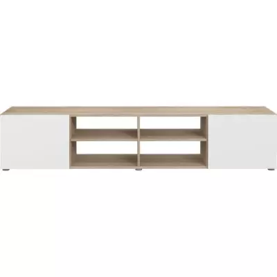 Meuble TV PILVI - Blanc et chene - Certifié FSC® - 180x42x37 cm