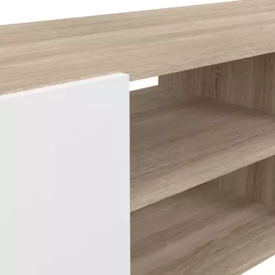 Meuble TV PILVI - Blanc et chene - Certifié FSC® - 180x42x37 cm