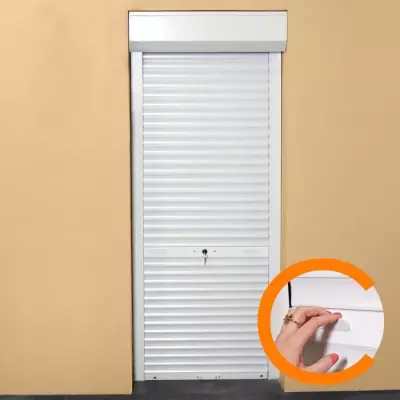 Volet roulant manuel blanc pour porte L100 x H220 cm - PVC