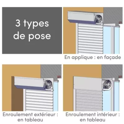 Volet roulant manuel blanc pour porte L100 x H220 cm - PVC