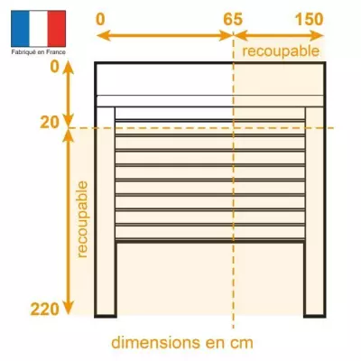 Volet roulant en aluminium 150x220 cm - Manoeuvre électrique filaire