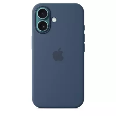 Coque iPhone 16 en silicone avec MagSafe et Denim - Ultra pratique!
