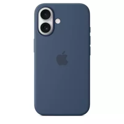 Coque iPhone 16 en silicone avec MagSafe et Denim - Ultra pratique!