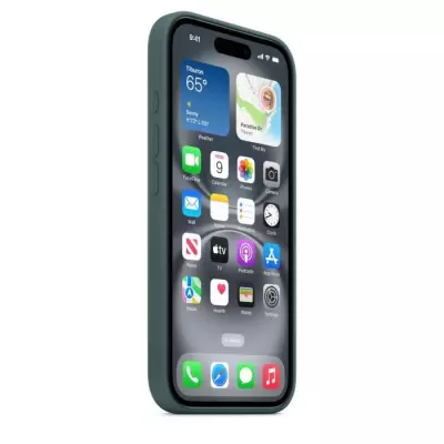 Coque iPhone 16 Apple en silicone avec MagSafe - Lake Green