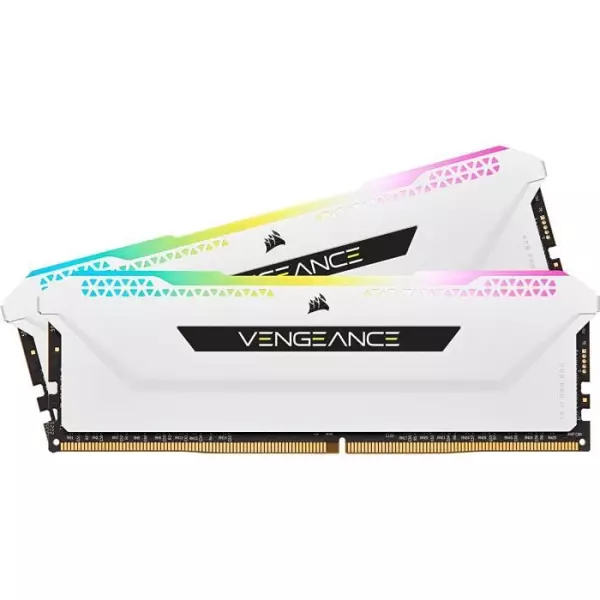 Mémoire RAM - CORSAIR - Vengeance RGB Pro SL DDR4 - 32GB 2x16GB DIMM - 3200 MHz - 1.35V - Blanc (CMH32GX4M2E3200C)