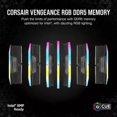 Mémoire RAM CORSAIR Vengeance RGB DDR5 64Go (2x32Go) 6400MHz - Noir
