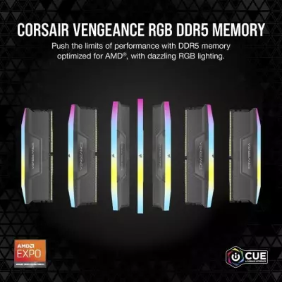 Mémoire RAM CORSAIR Vengeance RGB DDR5 32Go 6000MHz - Gris
