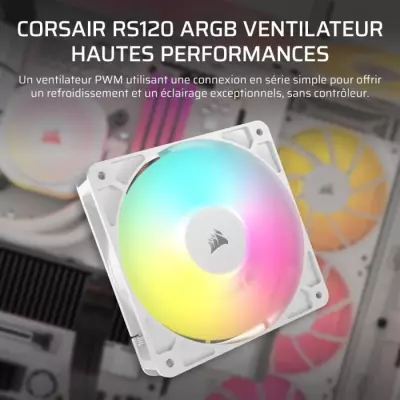 Ventilateur ARGB 120mm - CORSAIR RS120 Blanc - Refroidissement performant