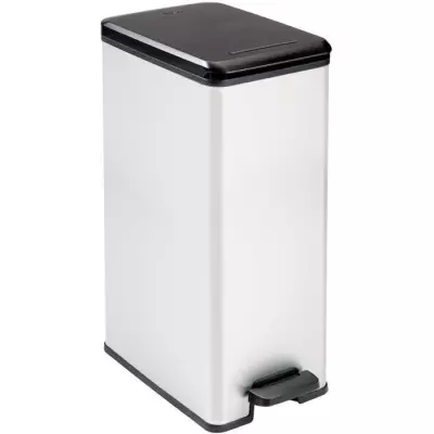 Poubelle Slim Gain de Place 40L - Gris Métallisé