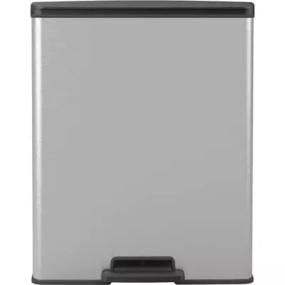 Poubelle Rectangle Moderne - CURVER 65L - Gris Métallisé
