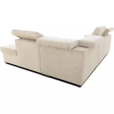 Canapé d'angle convertible réversible 5 places DAYTONA - Velours côtelé beige