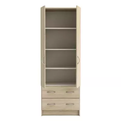 Armoire Classique en Chêne Brossé - 2 Portes et 2 Tiroirs - Made in France