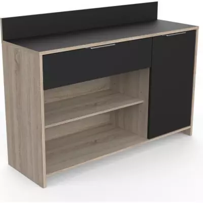 Buffet de cuisine MIKE - Chene brut et noir - Contemporain
