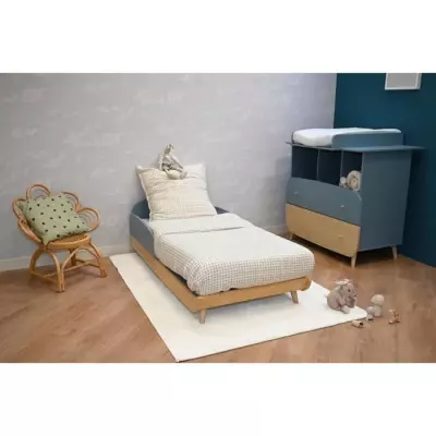 Ensemble lit évolutif et commode Firmana - Bleu/bois