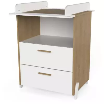 Ensemble duo lit + commode à langer 60x120 cm - NAILI Hamilton/Blanc - Responsable & Certifié