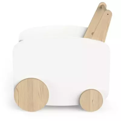 Chariot de rangement à roulettes FIRMIANA - Style scandinave - Blanc mat / Chene kronberg