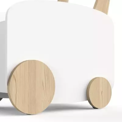 Chariot de rangement à roulettes FIRMIANA - Style scandinave - Blanc mat / Chene kronberg