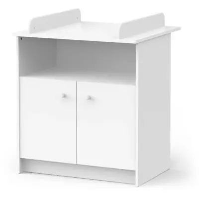 Commode à langer 2 portes HELICIA - Blanc mat - Fabriqué en France