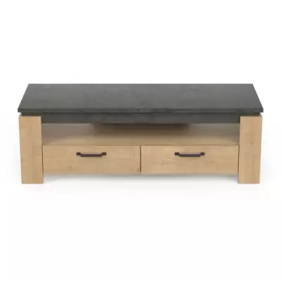 Meuble TV AUSTIN - Décor chêne Hamilton et Sidewalk - Taille max 55'