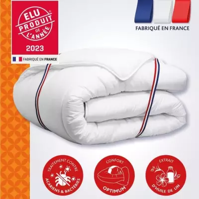 Couette 220x240 cm DODO CHAMPS DE LIN Chaude 450g/m² - Douce et Chaude
