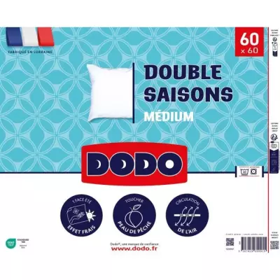 Oreiller double saisons 60x60 cm Blanc - 100% Polyester