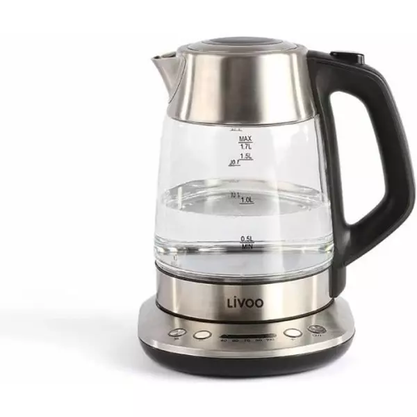 Bouilloire électrique sans fil LIVOO DOD165 - Gris - Température réglable - Infuseur a thé amovible