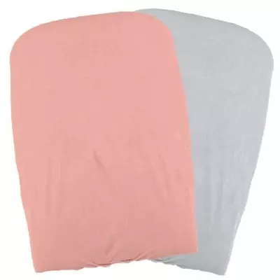 Lot 2 Housses matelas à langer - Polycoton - Oeko-Tex - Peche/Perle