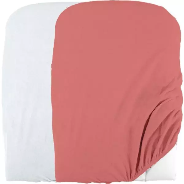 Lot de 2 housses de matelas a  langer en éponge bouclette - Blanc / Terracotta - 50 X 75 cm