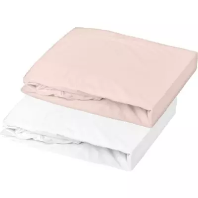 Lot 2 Draps housse Uni Jersey - Blanc/Nude - 70 x 140 cm