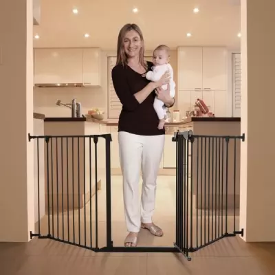Barrière de sécurité DREAMBABY - NOIR - 3 panneaux - 85,5-200 x 74 cm