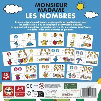 Jeu d'apprentissage Educa Monsieur Madame - Les Nombres - Dimensions compactes