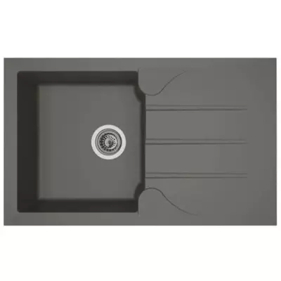 Evier cuisine en résine Stradour Aloa - 1 bac + 1 égouttoir - Gris béton