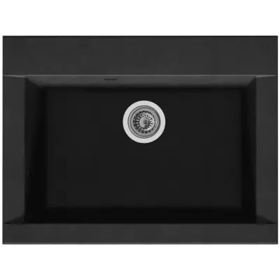 Evier cuisine en résine noir 1 bac - 66 x 50 cm - Plus responsable - Made in France