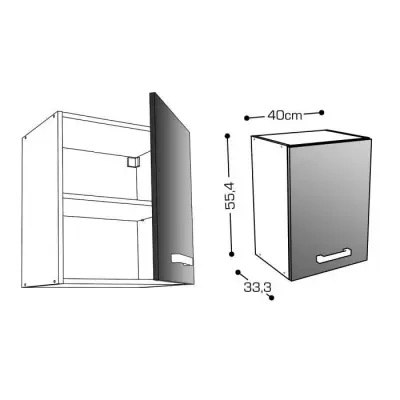 Caisson haut de cuisine L 40 cm - Blanc Brillant | Éléments séparés