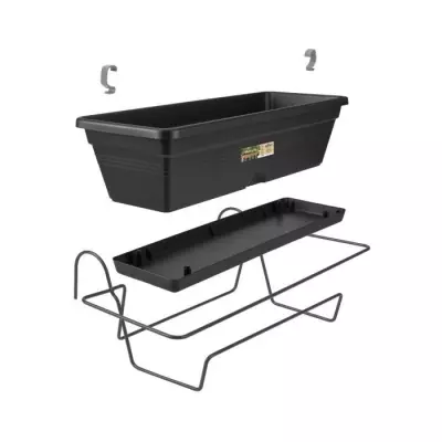 Jardinière extérieure ELHO Balconnière Green Basics Allin1 50 - Noir - L 25,7 x l 47,3 x H 16,7 cm