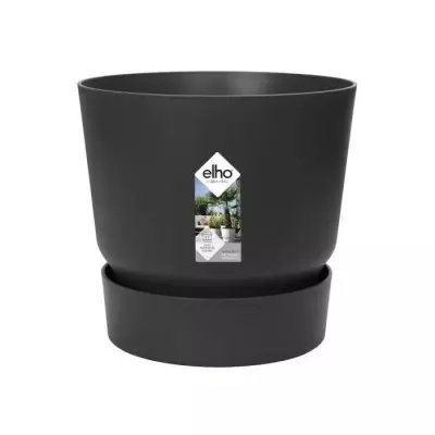 Pot de fleurs rond Greenville 30 - Vivre noir - Ø 29,5 x H 27,8 cm - Parfait pour l'extérieur
