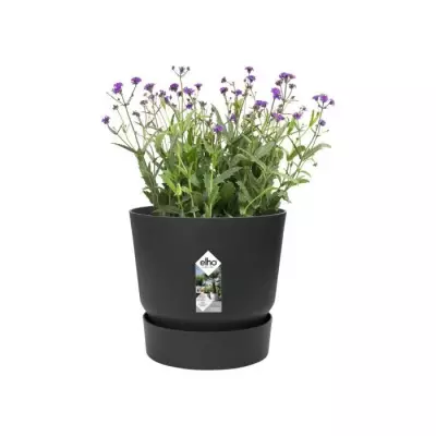 Pot de fleurs rond Greenville 30 - Vivre noir - Ø 29,5 x H 27,8 cm - Parfait pour l'extérieur